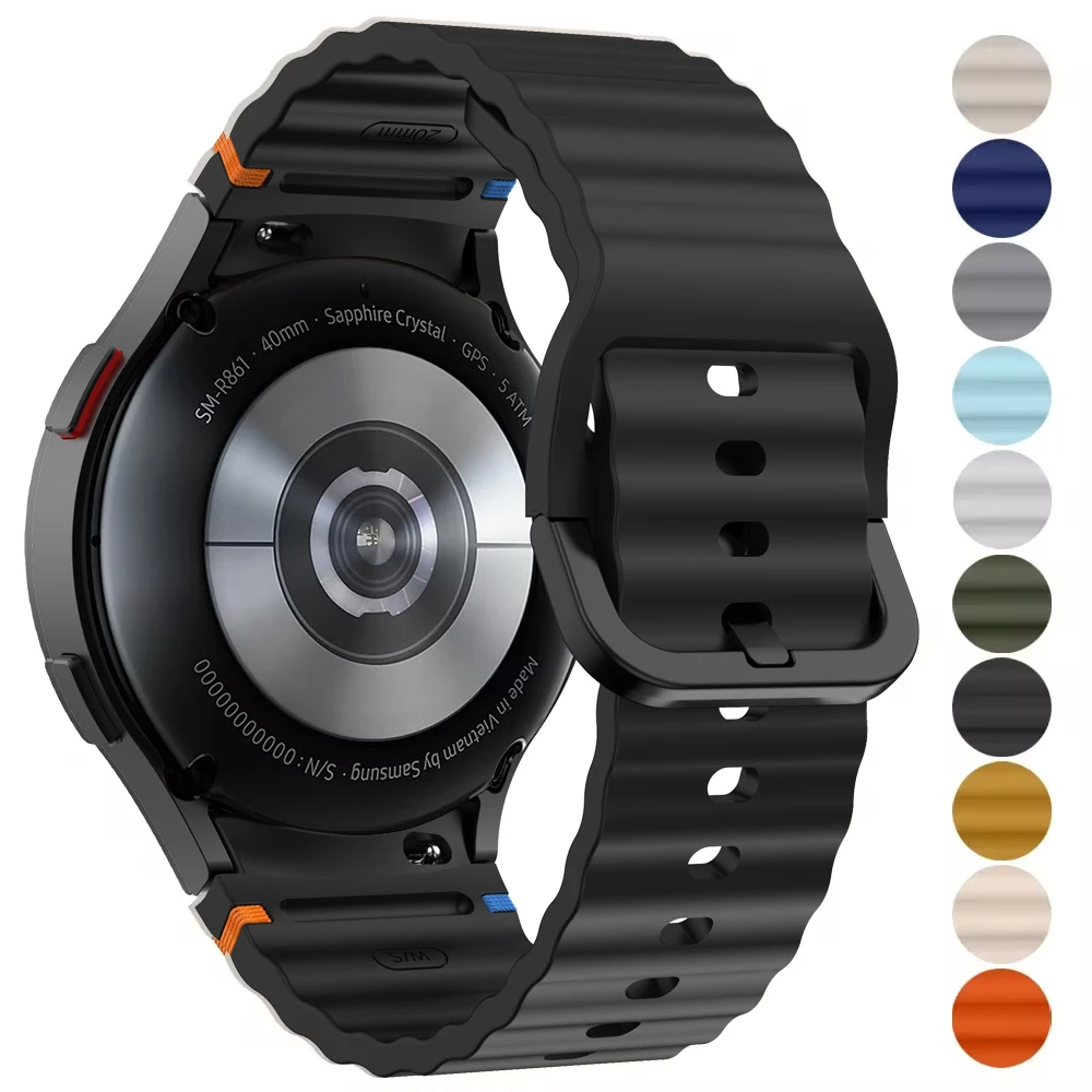 Фото Ремешок силиконовый для Samsung Galaxy Watch 7 FE 6 4 Classic 5 pro, оригинальный браслет для Galaxy Watch 6 7, 44 мм 40 мм 43 мм 47 мм 45 мм №1