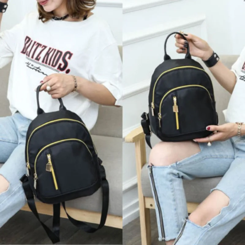 

Women Girls Black Nylon Mini Backpack Travel School Backpack Shoulder bags 2023 New