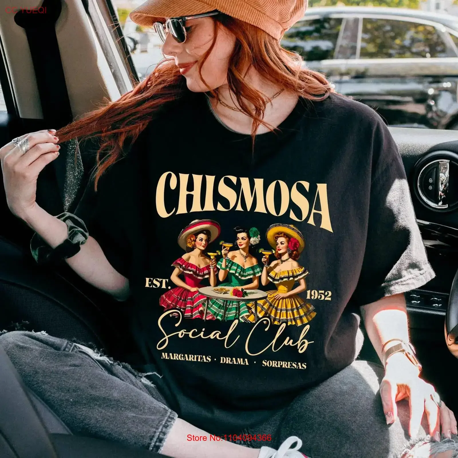 Фото Футболка Chismosa Social Club Latina Chisme Mexicana в стиле ретро, мексиканский стиль, Margarita Cafe, забавная, латинская, модная, женская, винтажная №1
