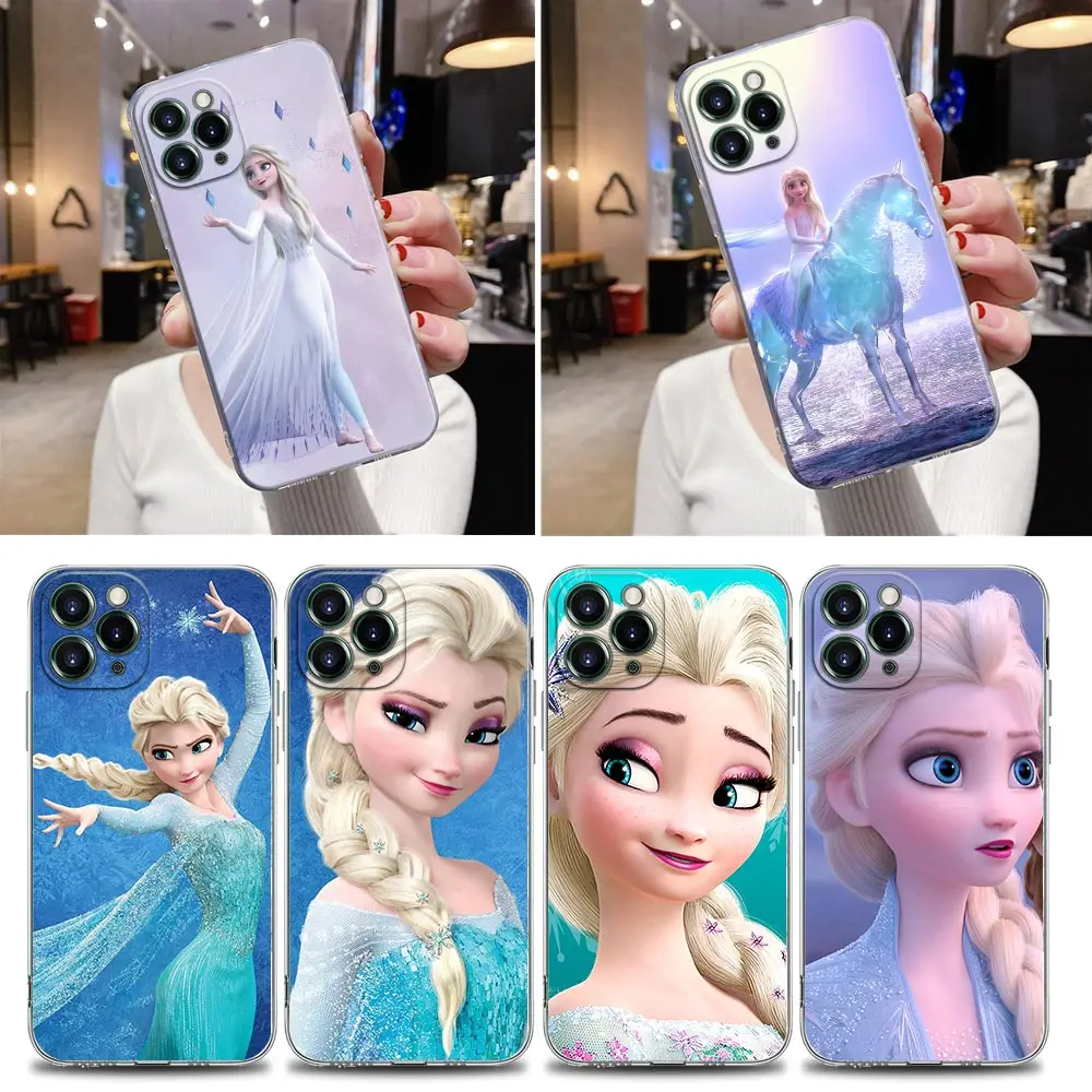 

Cartoon Queen Elsa Frozen Princess Clear Phone Case For iPhone 13 11 12 14 Pro Max X XS XR 7 8 14 Plus Case Silicone Coque Cover