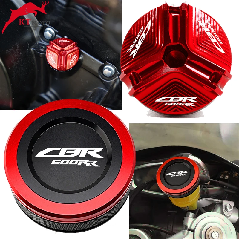 

For HONDA CBR600RR CBR 600RR 2007-2023 Motorcycle CNC Oil Filler Cap & Front Brake Fluid Reservoir Cover Master Cylinder Cap