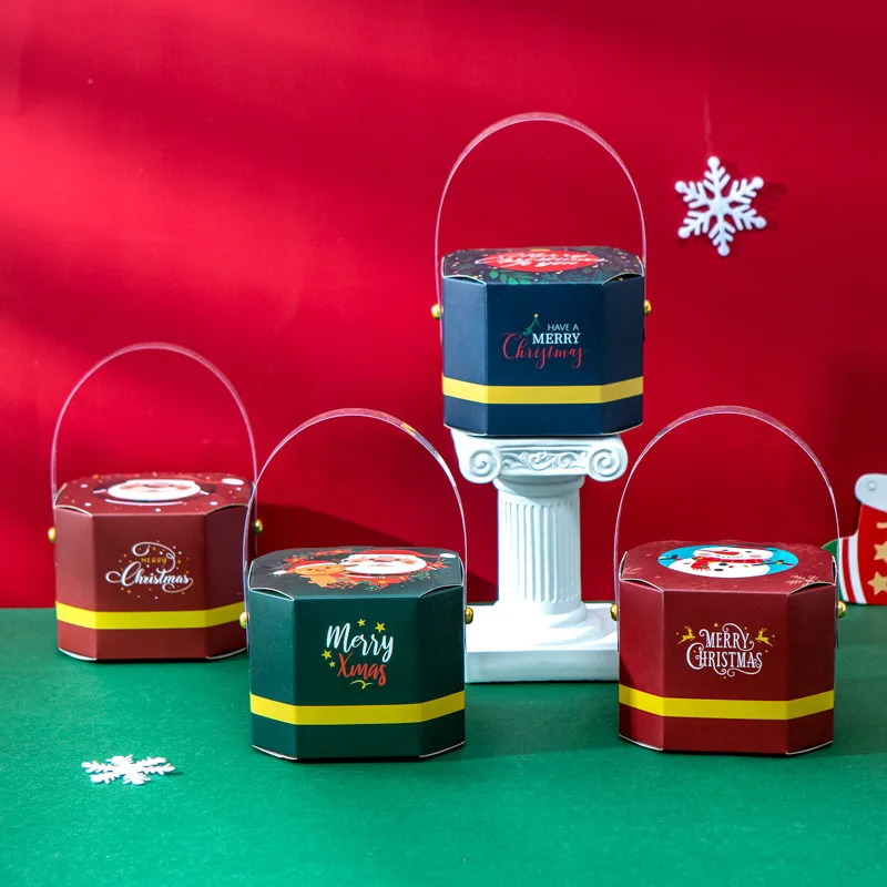 Creative Octagonal Portable Apple Chocolate Gift Wrapping Box Merry Christmas Home Decoration