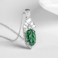 burmese jade leaf pendant 925 silver jewelry accessories green emerald designer charm amulet talismans jadeite necklace natural