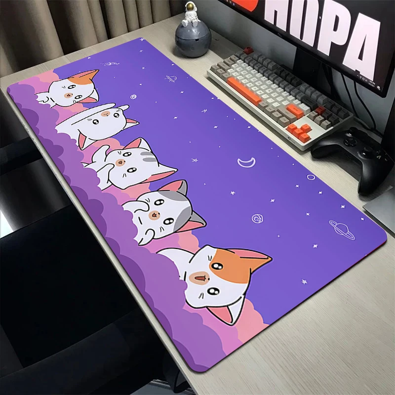 

Cute Cat Mouse Pad Kawaii Mousepad Keyboard For Computers Mat Notebook Carpet Mouse XXL 900x400mm Natural Rubber Mousepads XXL