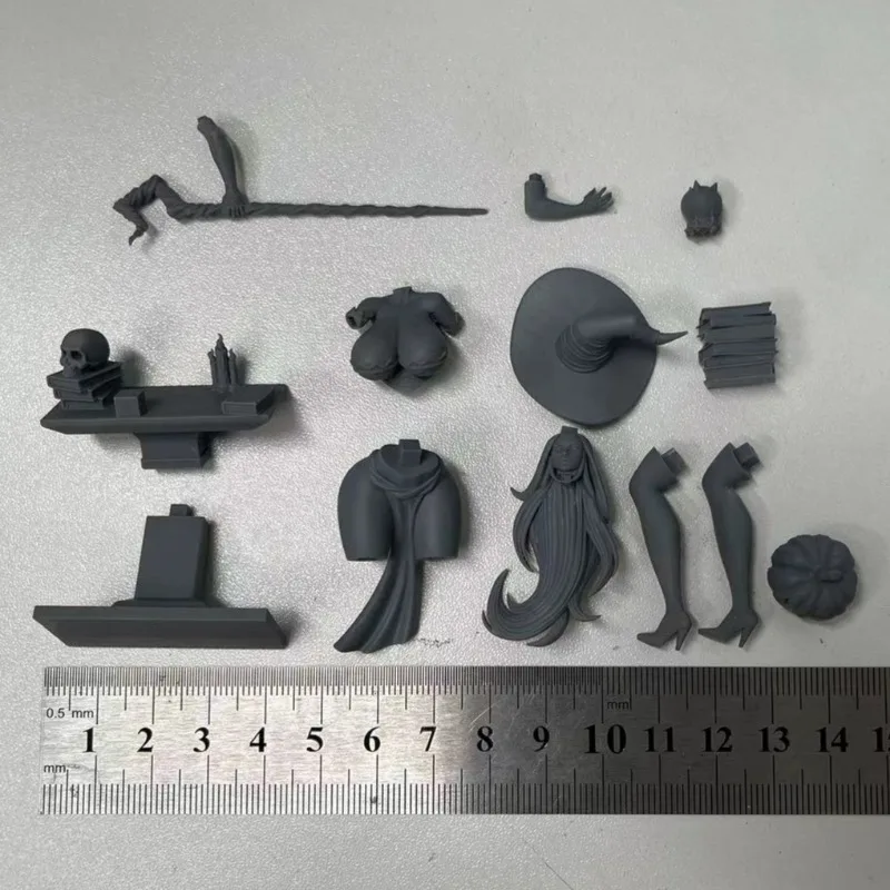 Масштаб 1/24 милая Волшебная фигурка ведьмы из смолы Сборная модель в комплекте