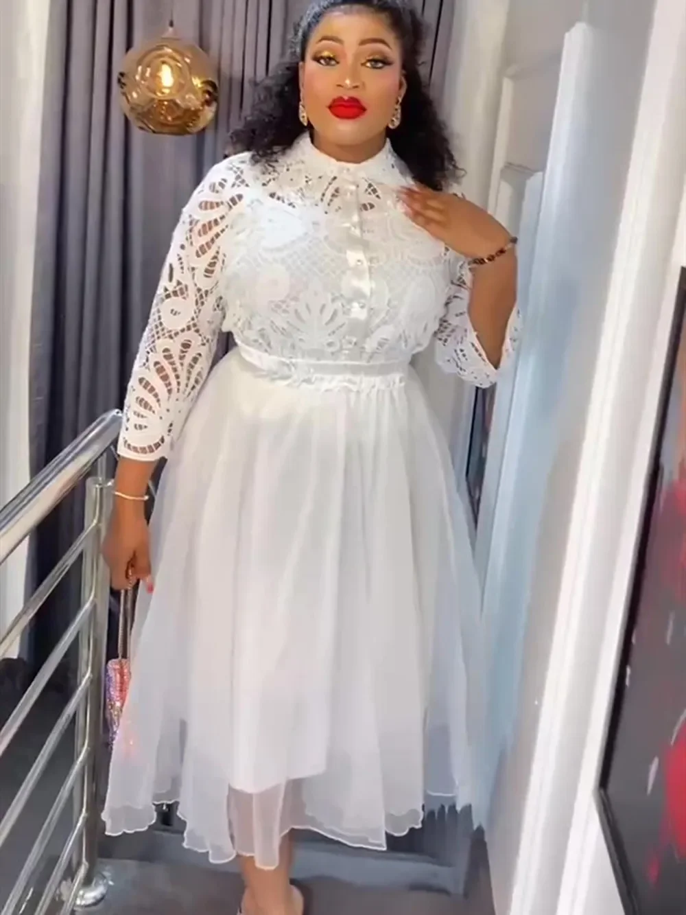 

Plus Size Party Dresses for Women 3 PCS Set Tops and Skirts Suits Elegant Turkey Wedding Gowns Ankara Lace Outfits Robe