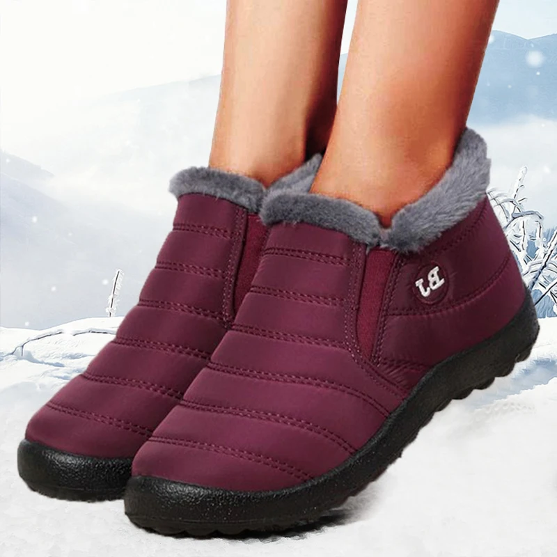 

Snow Boots Women Plush Shoes Woman Platform Slip On Casual Women Shoes Ankle Boots Waterproof New Botas Mujer Winter Shoes Women