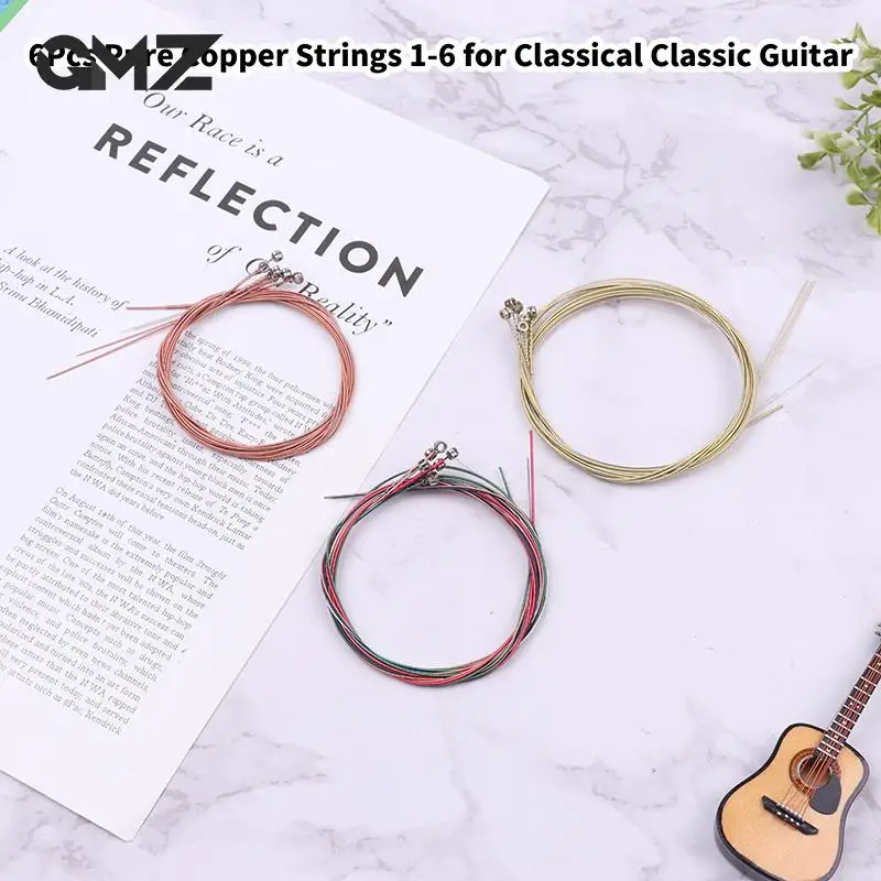 

6pcs/set Guitar Copper Strings 1-6 For Classical Classic Guitar String Steel Wire Classic Acoustic Folk Guitar Parts Accessories