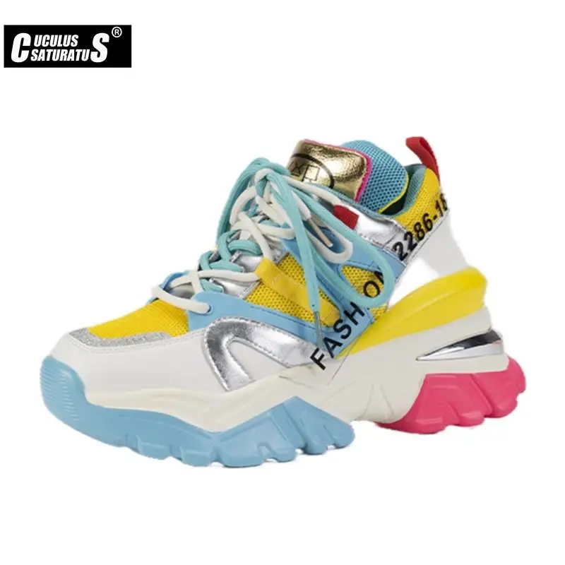 

Women's Platform Sneakers 2022 Spring New Mix Colors Lace Up Casual Vulcanized Shoes Ladies Casual Flat Comfort Walking Shoes