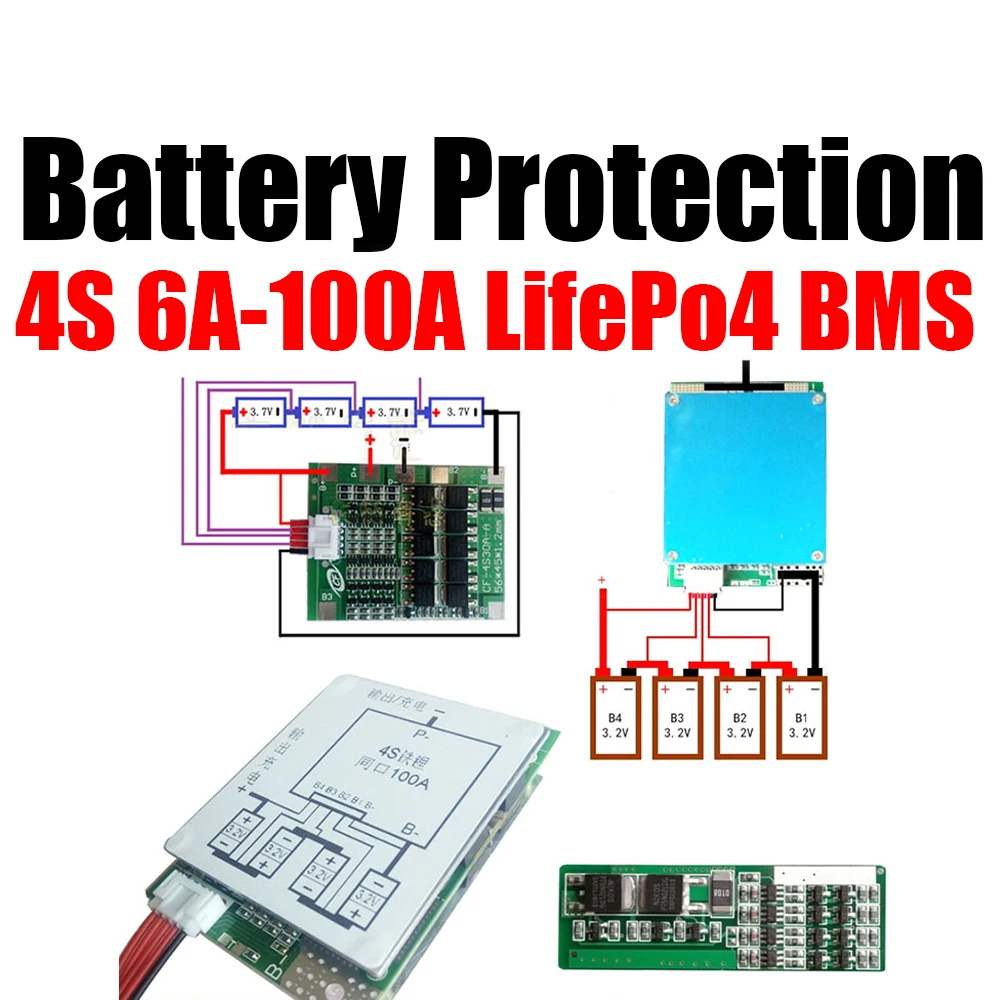 

4S 12.8V LifePo4 BMS 6A 30A 50A 100A 3.2V Lithium Iron Phosphate Protection Board balance 12V 4 CELL Inverter BMS PCM