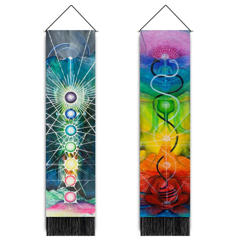 

Multicolor Mandala Tapestry Yoga Scroll Hanging Painting Home Décor Meditation Yoga Mat Tassel Wall Painting