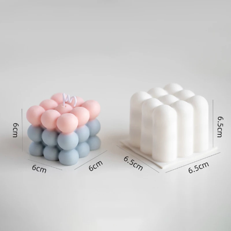 Силиконовая форма для свечей кубической формы с пузырьковым дизайном выпечки