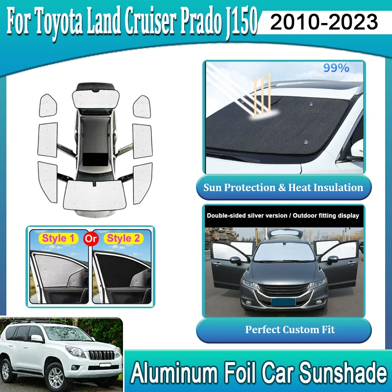 Фото Полностью закрывающие солнцезащитные шторки для Toyota Land Cruiser Prado J150, аксессуары для FJ150 LC150 2010~2023, козырьки на лобовое стекло и боковые окна. №2