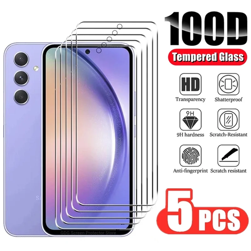 

5Pcs Tempered Glass Screen Protector for Samsung Galaxy A54 A34 A13 A53 A52 A12 A14 A33 A23 A32 A51 A52S A73 A72 A03 M12 M32 M52