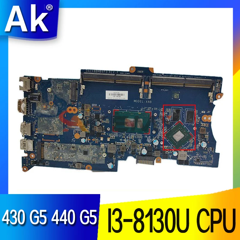 

For HP ProBook 430 G5 440 G5 Laptop Motherboard DA0X8BMB6G0 DA0X8BMB6F0 With SR3W0 I3-8130U