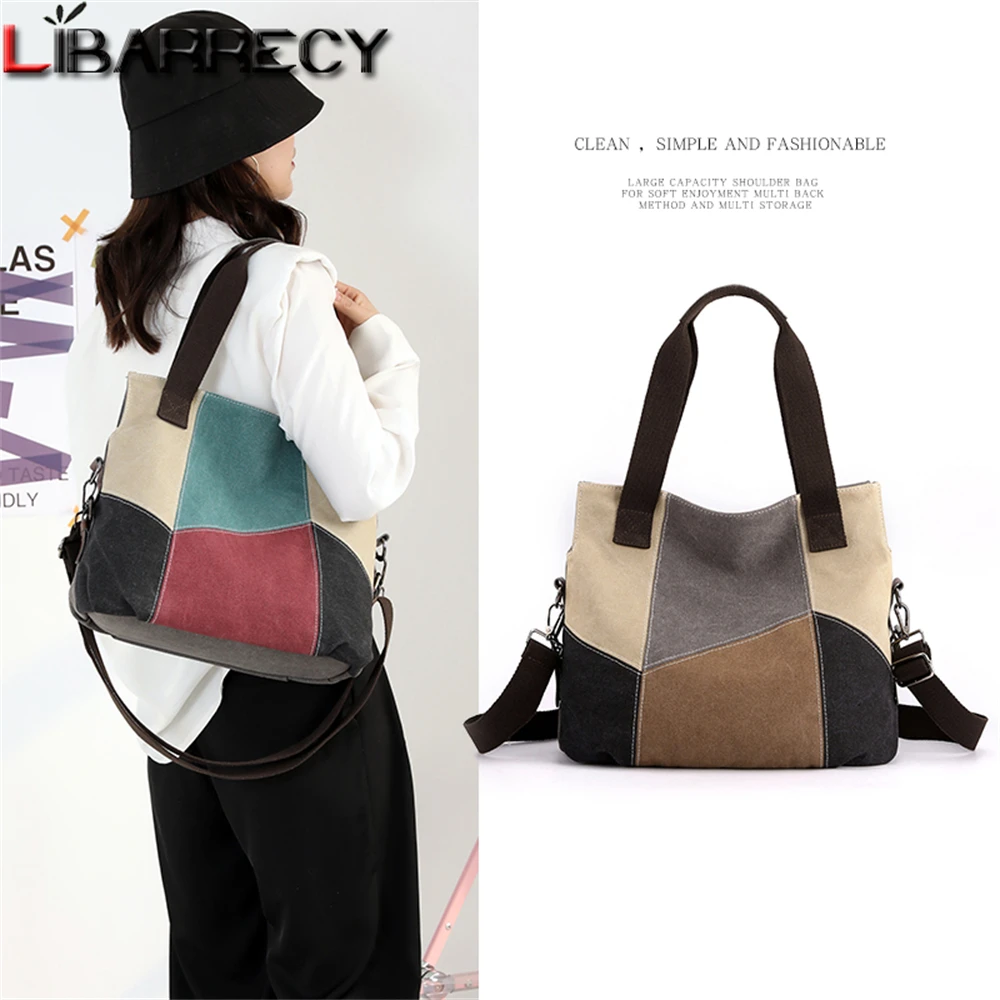 

2022 New Patchwork Designer High Quality Canvas Women's Handbag Fashion Multifunctional Ladies Shoulder Messenger Bags Sac Femme