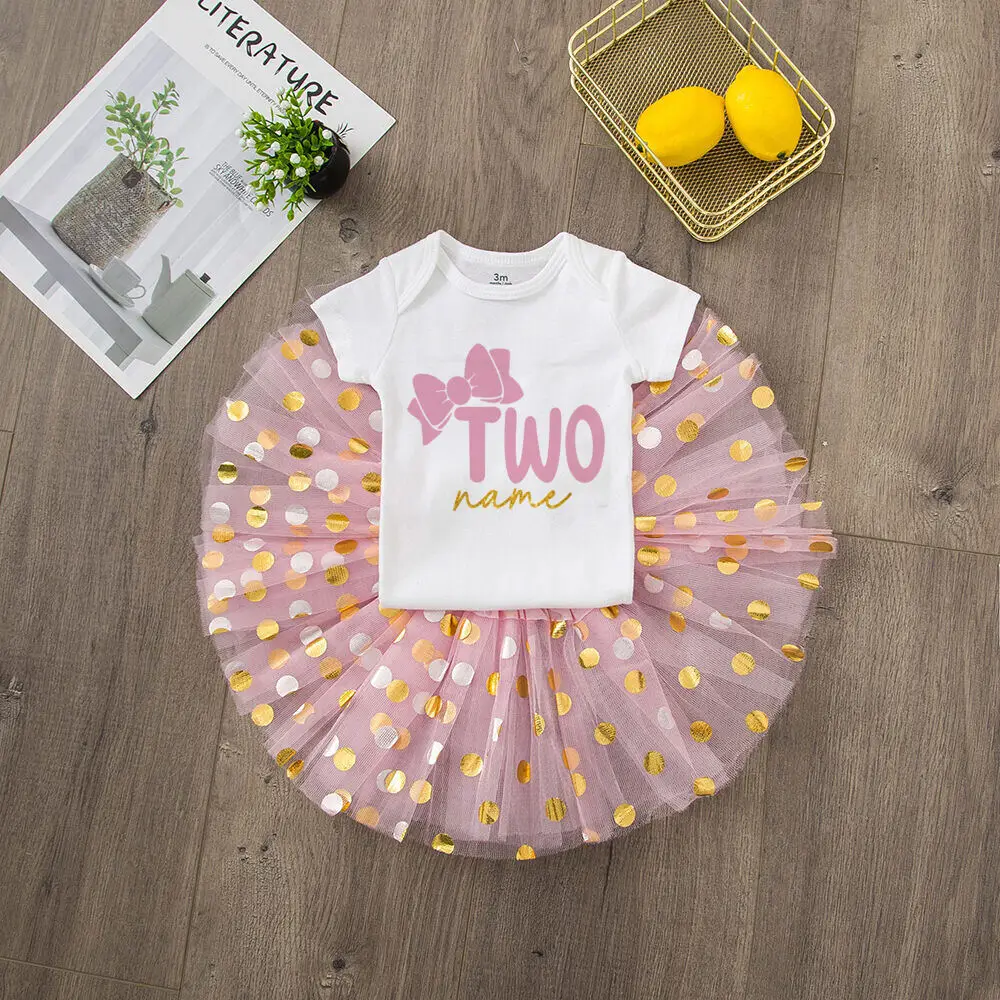 Personalized Birthday Baby Girl Dresses Custom Name Sequin Tutu Skirts Girl Clothes Infant Birthday Gift Baby Short Sleeve Dress images - 6