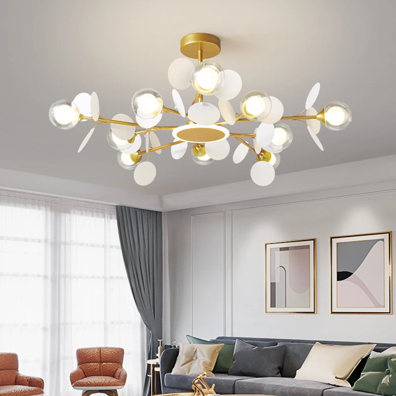

Nordic White Ceiling Chandelier Lighting For Living Room 3 Color Dimmable Home Lamps Light Fixtures Ceiling Lights Dining Room