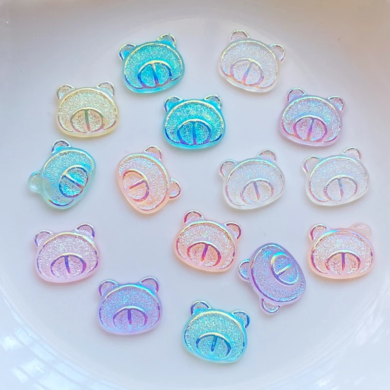 

50pcs Cute Mini Frosting Little Bear head Ornaments For Jewelry DIY Nail Art Jewelry Making Hairwear Accessories