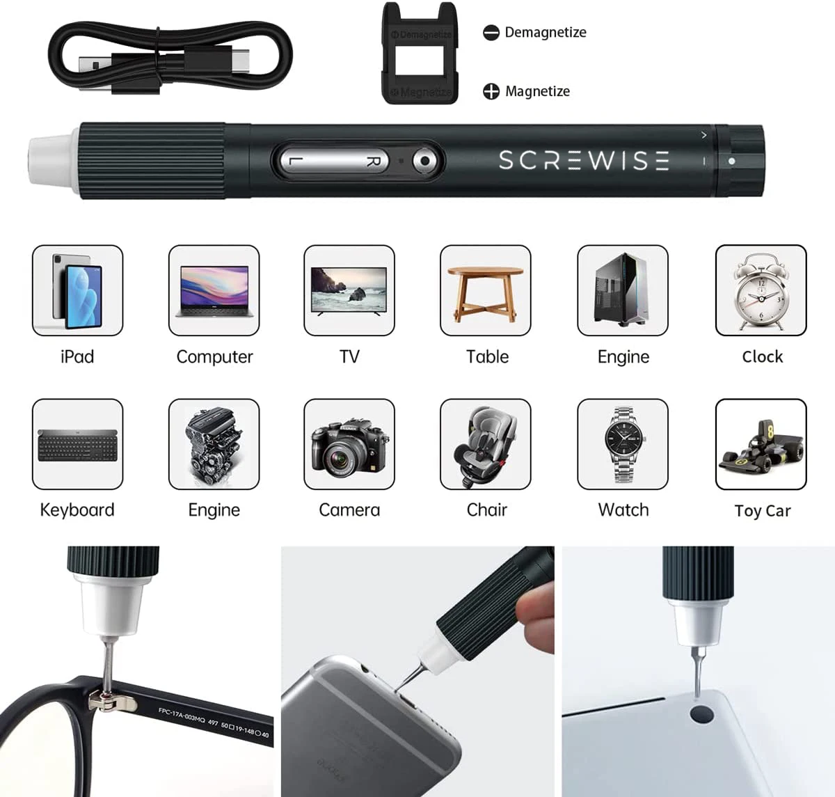 Набор электрических отверток USB Type-C перезаряжаемый Многофункциональный