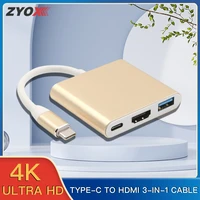 docking station usb 3 0 type c to hdmi 4k 3in 1 hd converter adapter cable for apple laptop macbook data transfer rate 10gbps