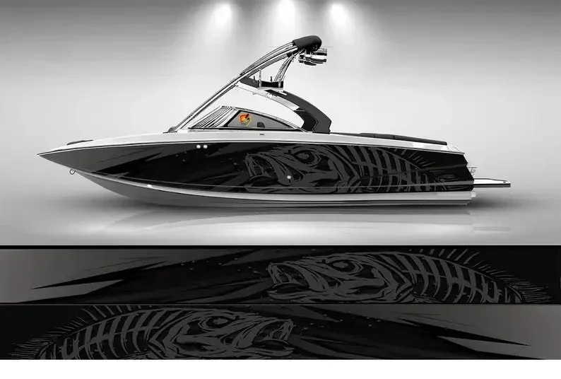 Камуфляжная черно-белая рыба Марлин графическая виниловая лодка понтон