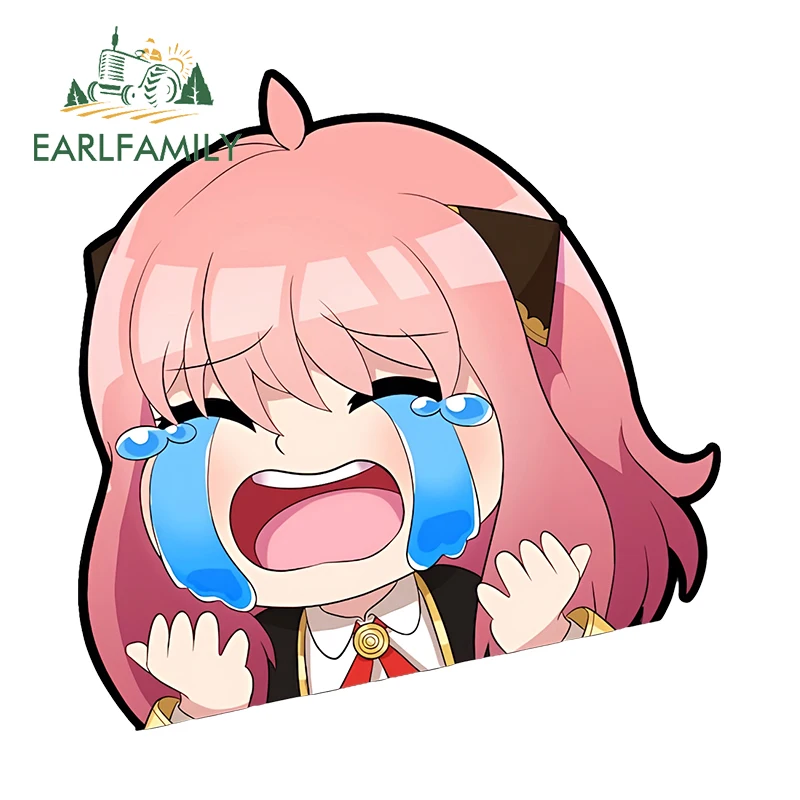 EARLFAMILY 13 см x 12 6 наклейки Aniya Cry Chibi на автомобиль для семьи девушек солнцезащитное