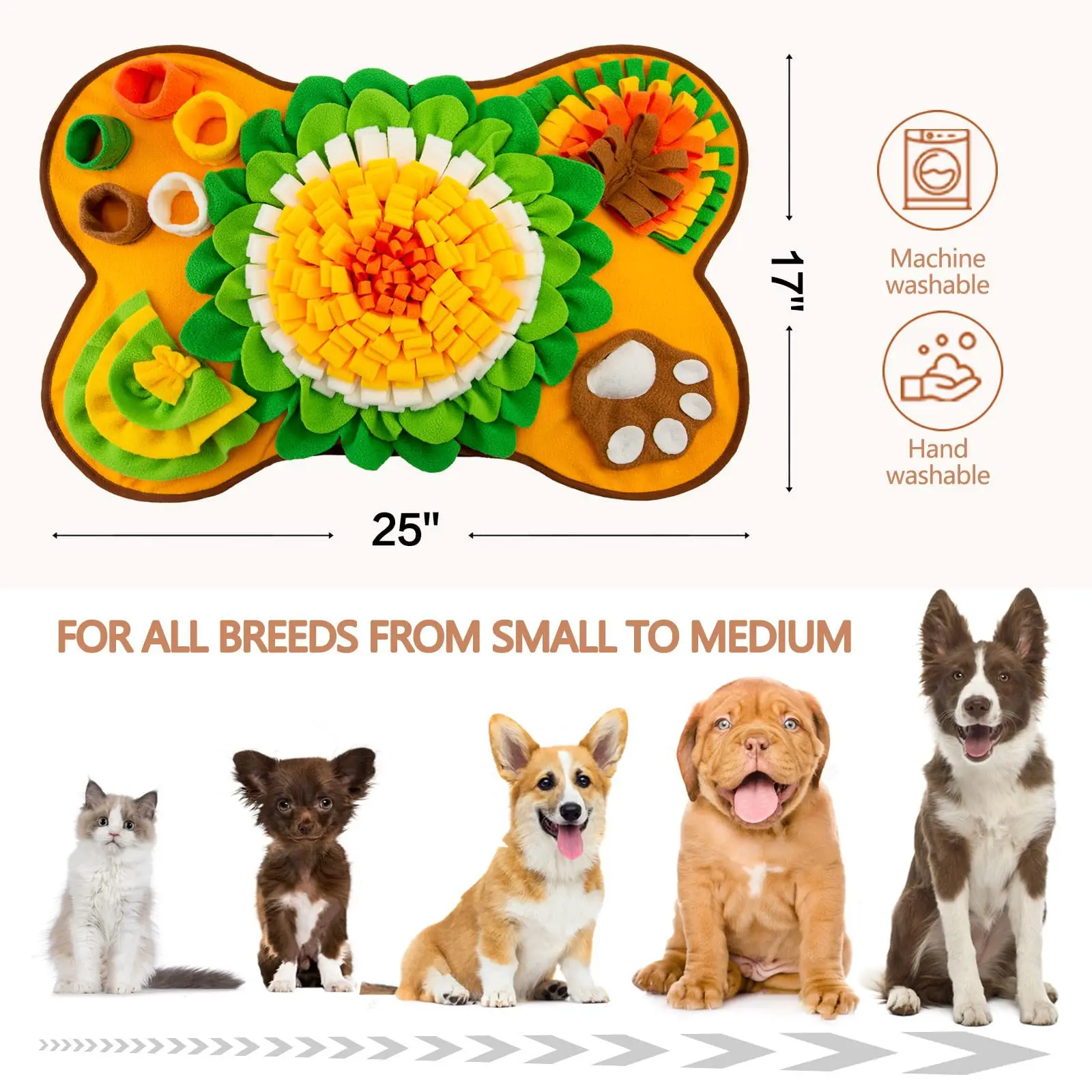 

Bone Style Pet Sniffing Pad Pet Dog Snuffle Mat Nose Smell Training Sniffing Pad Puzzle Toy Slow Feeding Bowl Intelligence Mat