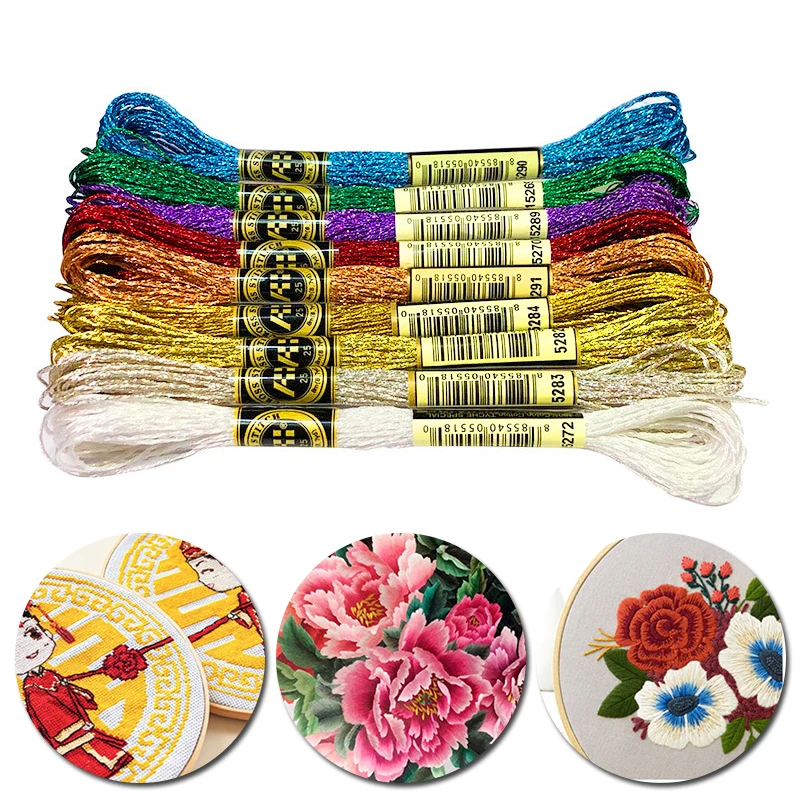 

8Meters Embroidery Thread French Bullion Wire Handmade Gold Silver Wire Round Bright Silk Hand Cross Stitch Sewing DIY Tools
