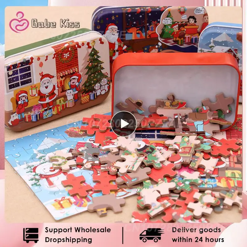

New 60 Pieces Of Santa Claus Wooden Puzzle Game Mini Wooden Puzzle Children Gift Cartoon Puzzle Puzzle Puzzle Toys