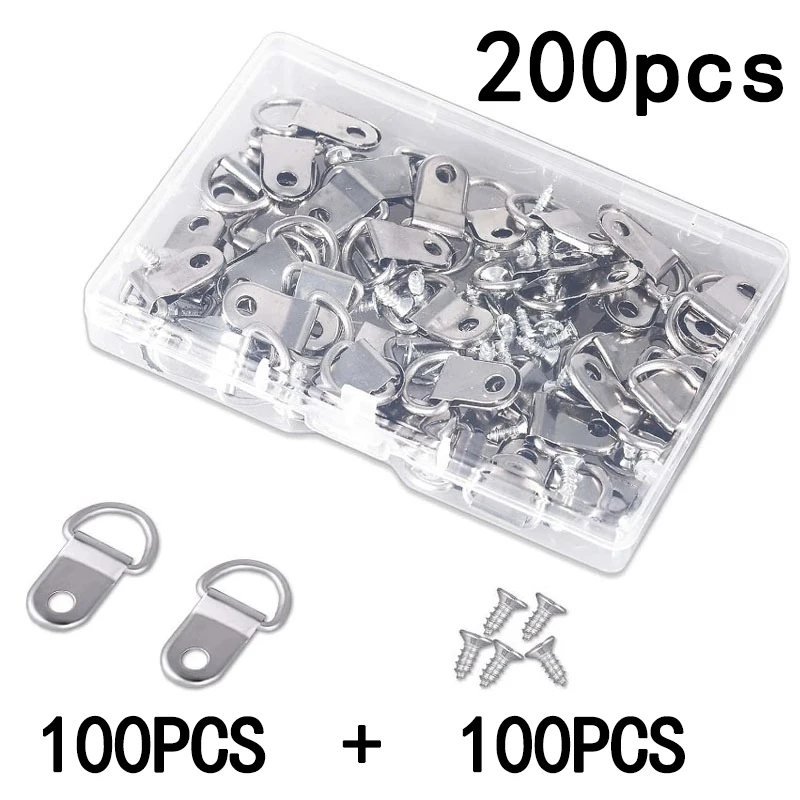 

Зеркальная Подвеска для картины маслом 100 шт., круглая пряжка с D-образным кольцом, настенный крючок для фото с винтами