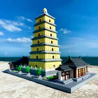 world architecture ancient wild goose pagoda tower 3d mini diamond blocks bricks building toy for children gift no box