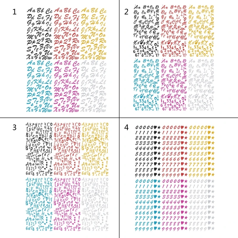 

Самоклеящиеся буквенно-цифровые наклейки, 6 листов