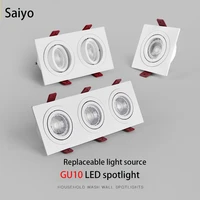 saiyo led gu10 downlight adjustable recessed spotlights mr16 replaceable light bulds aluminum round square ac85 265v for home