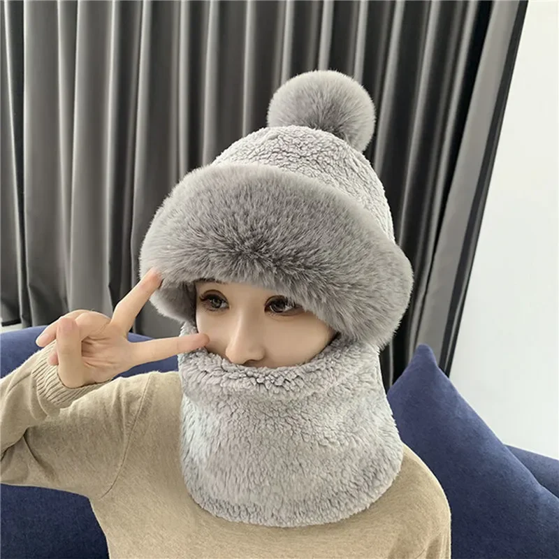 

Scarf Women's For Set Warm Scarf Windproof Autumn Hat Caps Multi Knitted Hat Functional Women Winter Thick