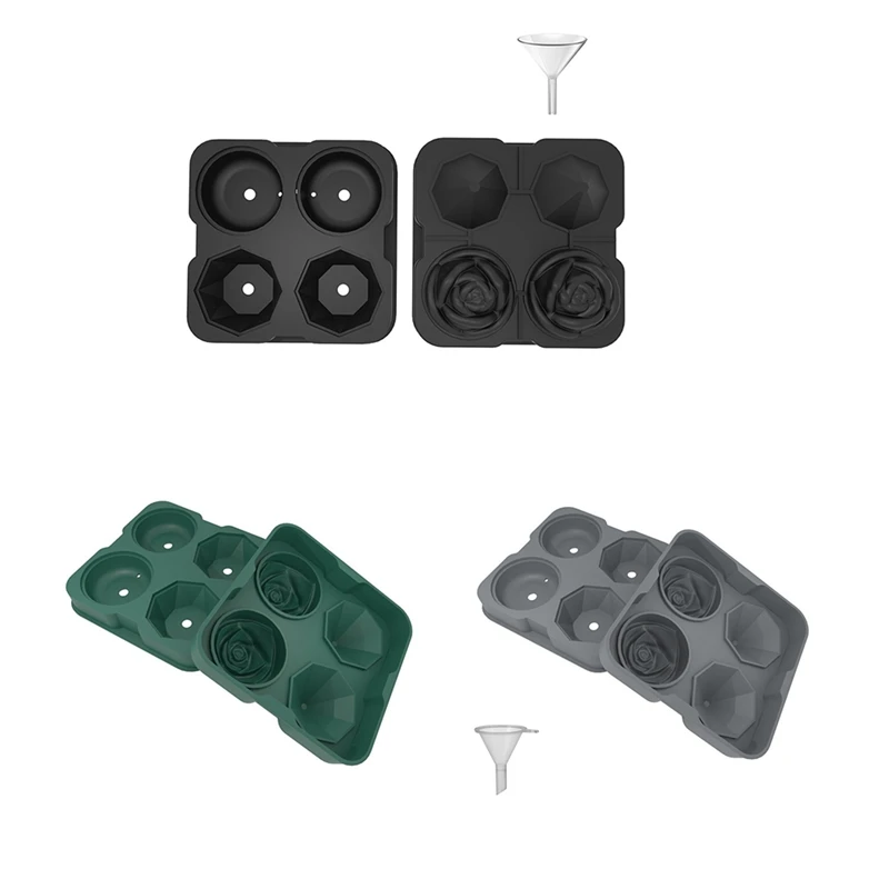 

Ice-Cube Silicone Mold Easy-Release Rose Shape Ice-Cube Trays Molds 3D Big Ice Cream Ball Maker Whiskey Cocktail Mould