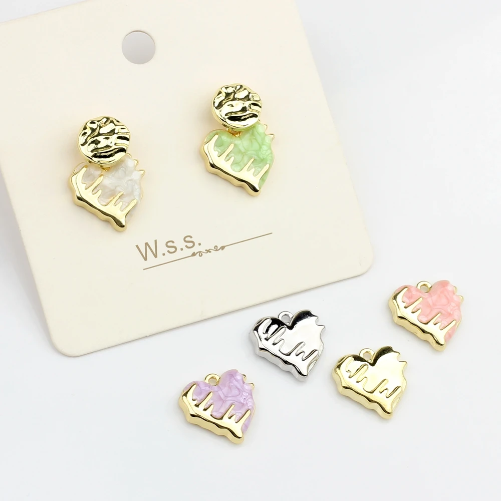 

Zinc Alloy Spray Paint Enamel Meteor Heart Pendant Charms 10pcs/lot For DIY Jewelry Making Finding Accessories