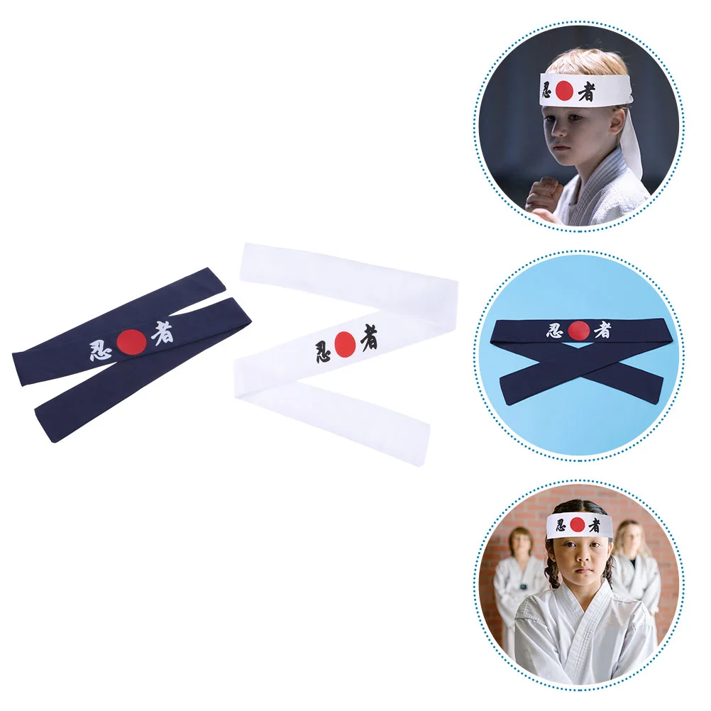 

2 Pcs Ninja Print Headband Japan Tie Japanese Chef Costume Exercise Accessories Karate Supply Cotton Portable Men Hair Rope