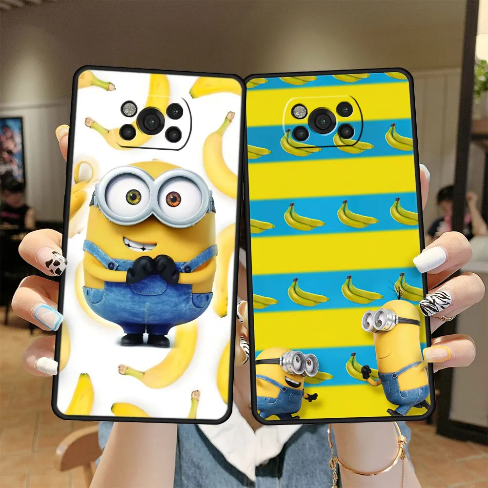 

Black Despicable Me Minions Banana Case Funda for Xiaomi Poco Redmi Note 9 9S 10 11 F3 X4 7 8 Pro M3 X3 NFC Silicone Phone