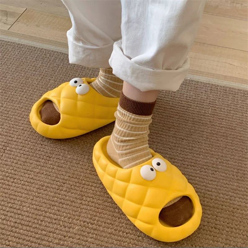 

2023 Personality Home Soft Sandals Thick Bottom EVA Women Slippers Cartoon Cute Pineapple Bread Women Slippers Summer Slippers