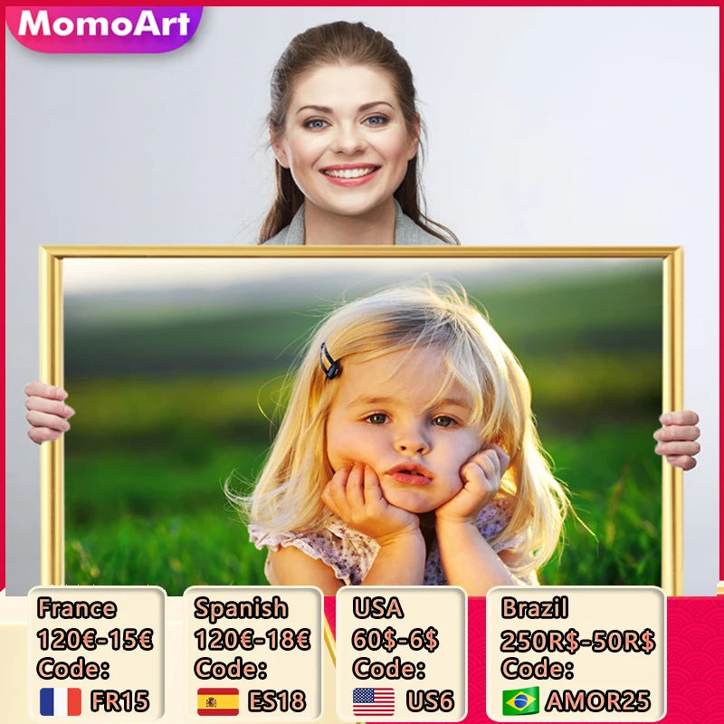 MomoArt Diamond Painting Photo Custom 5D Full Square Diamond Embroidery Beads Mosaic Own Picture Cross Stitch Kits Decoration