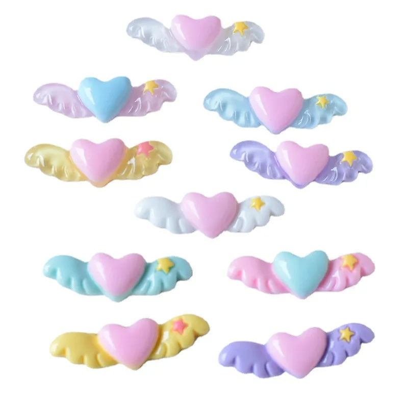 

Прозрачная светящаяся розовая шпилька для волос в форме сердца и крыльев