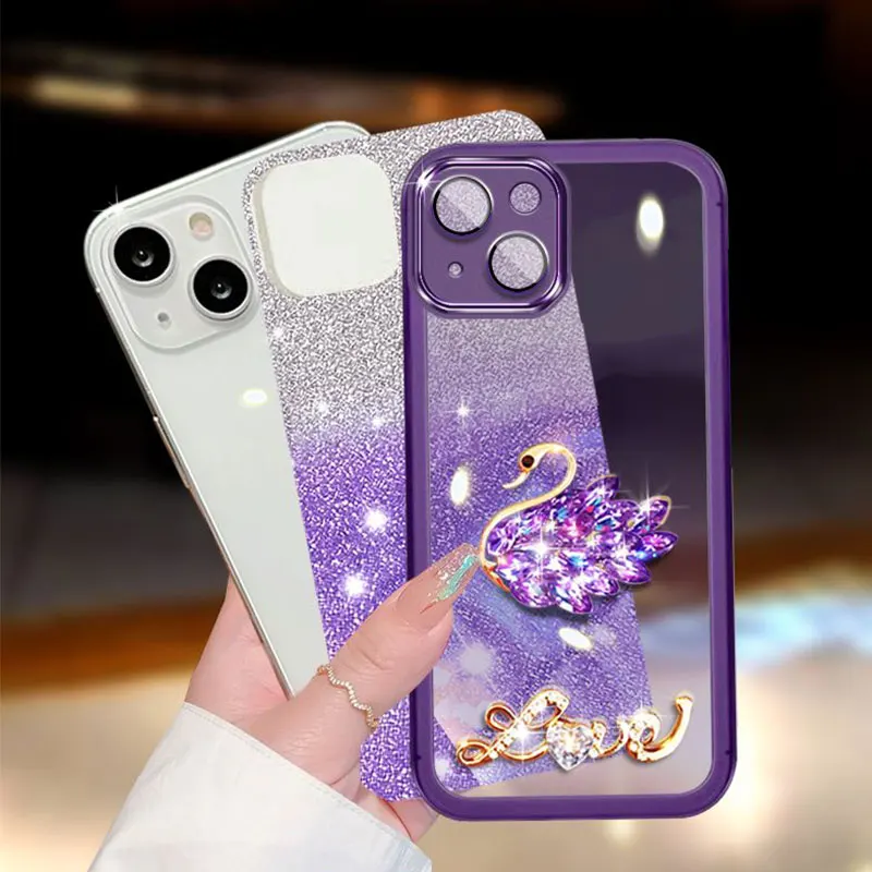 Роскошный Бриллиантовый лебедь для телефона A58 Обложка OPPO A78 A98 A77 A38 Reno7 4G Realme 11
