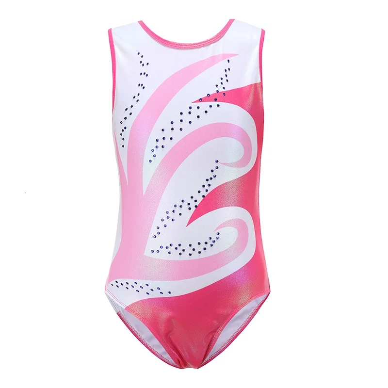 

5-14 Years Old Girls Diamante Sleeveless Ballet Practice Dance Gymnastics Bright Color Leotard Dancewear