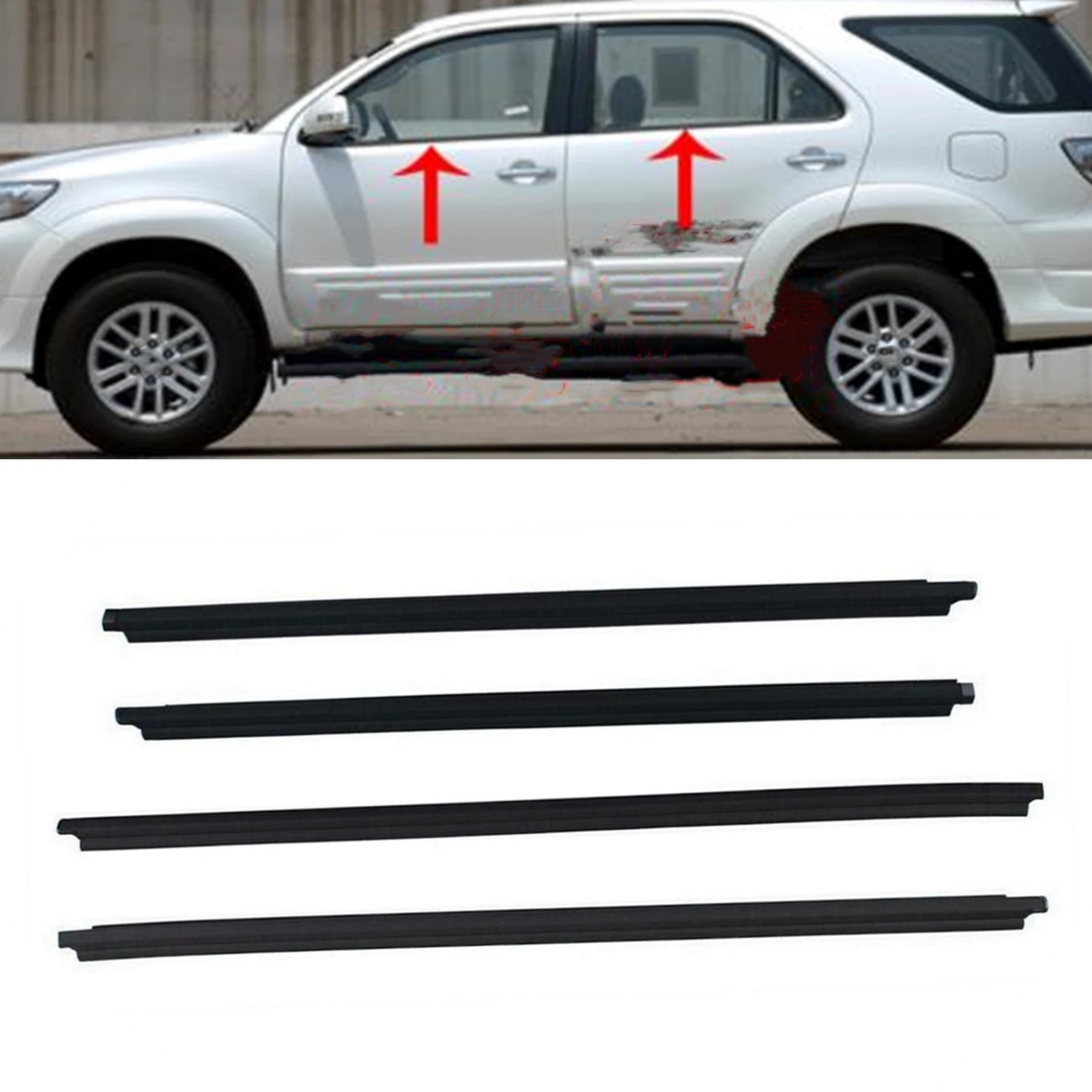

Car Exterior Window Weatherstrip Seal Strip Trim Door Outside Sealing Gasket Sticker Shade Cover For Toyota Fortuner 2004-2015