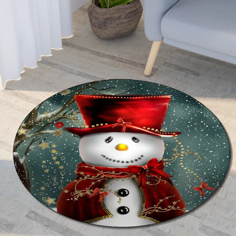 Christmas Printed Round Carpet for Living Room Mat for Children Floor Rug Yoga Mat Bedroom E-sports Chair Non Slip Mats Gift