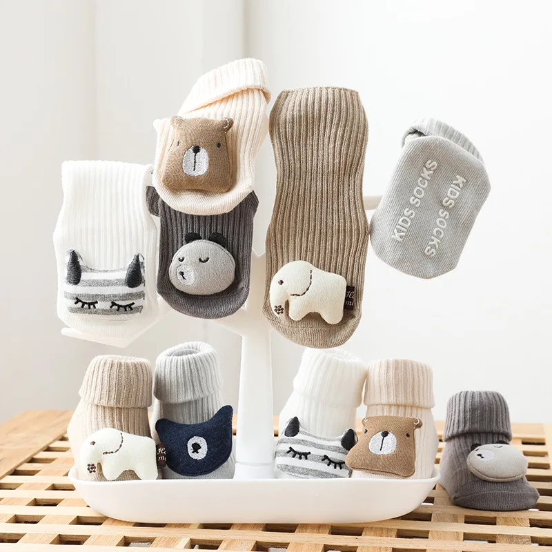 

Cute Cartoon Animal Baby Socks for Boy Girl Winter Spring Soft Cotton Bear Cat Elephant Anti Slip Soled Newborn Toddler Socks