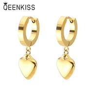 qeenkiss eg893 fine jewelry wholesale fashion hot woman girl birthday wedding gift heart titanium stainless steel drop earrings