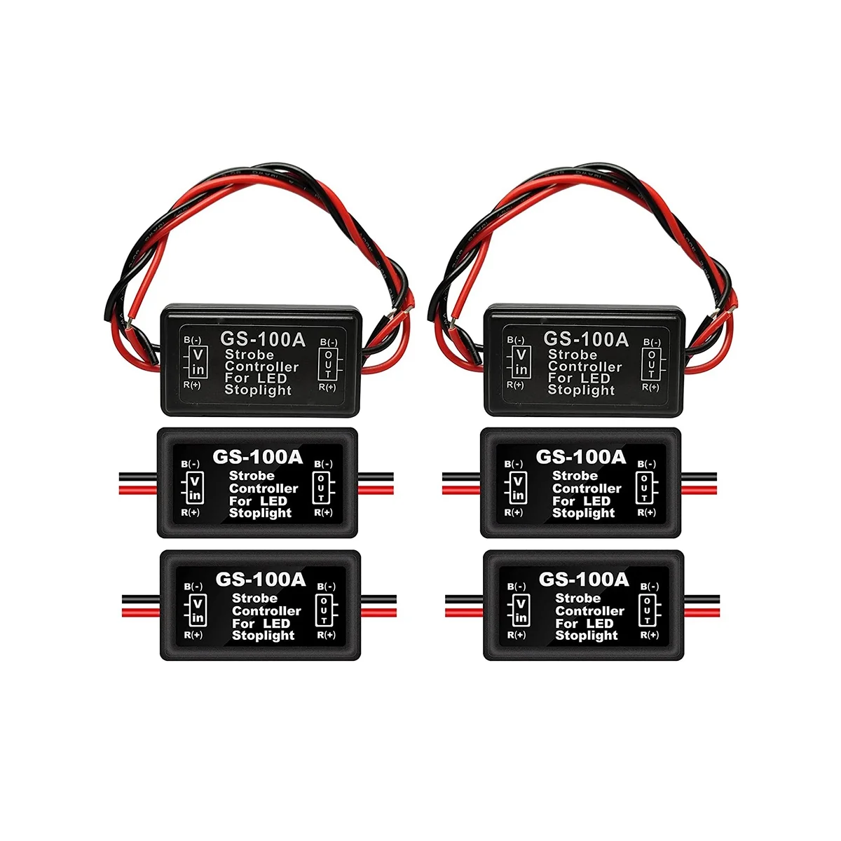 

GS-100A Brake Light Flasher Module, DC 12-24V 2A 24W High Brake Controller Tail Lamp Safety Prompt Controller 6Pcs