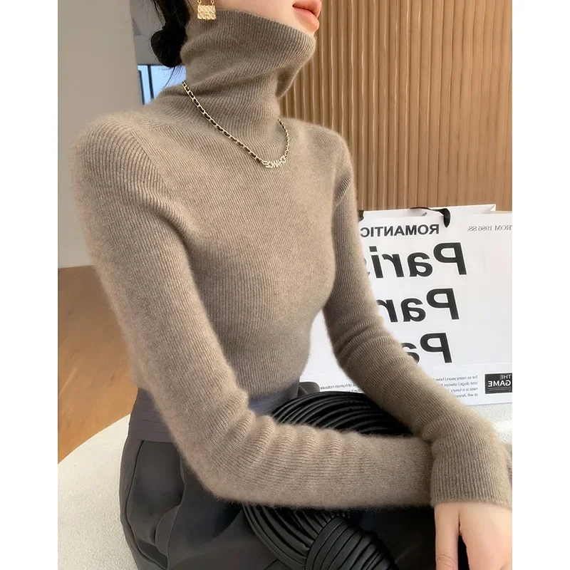 100% свитер из чистого горного кашемира осенне-зимний женский трикотажная рубашка